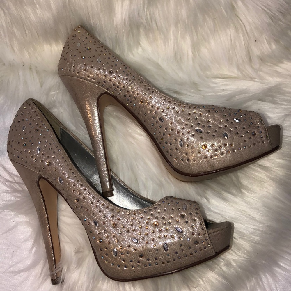 Crystal Rhinestone Peep Toe Heels